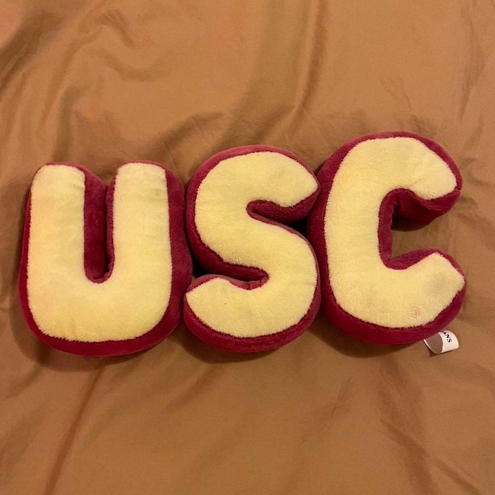 USC Trojans plush letters pillow